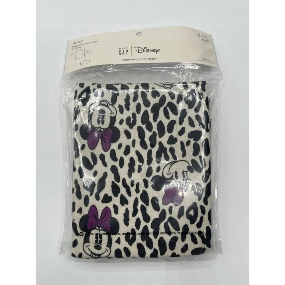 Gap Kids Disney Pajamas Set Baby‎ Size 6-12 Months Minnie Mouse Leopard Cheetah